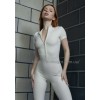 Гладкий комбінізон Leggings Body Crop T-shirt model 31 (Crema)